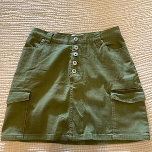 Green Button-Front Skirt